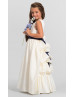 Ivory Satin Floor Length Bustle Back Flower Girl Dress